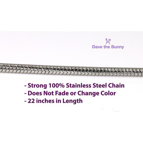 National Guard Text Charm Snake Chain Necklace - Picture 3 of 4